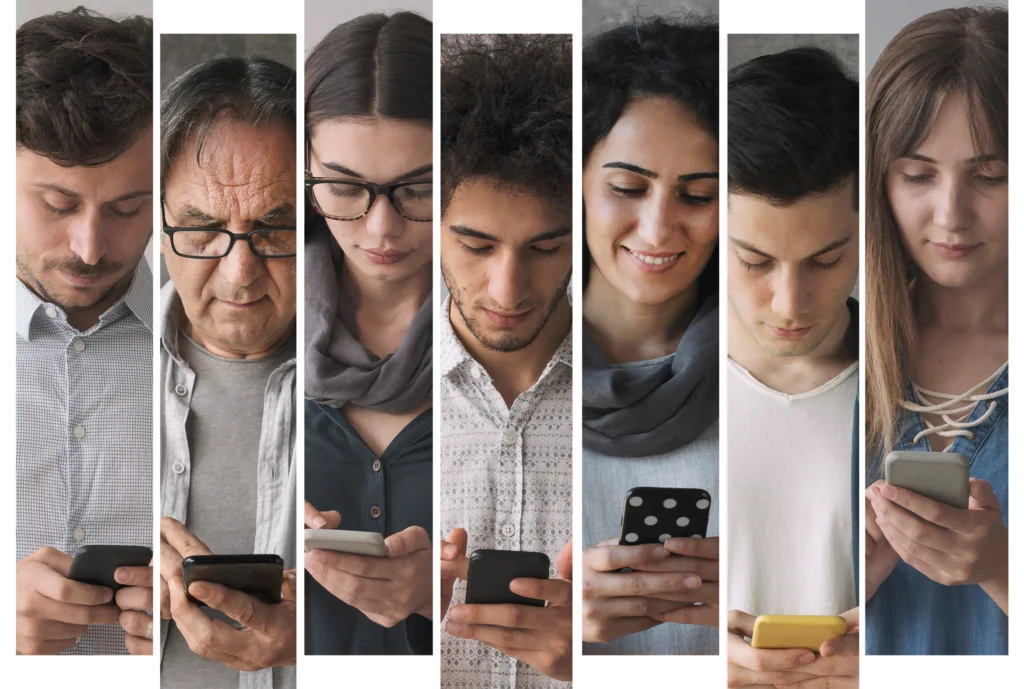 Mobile phones in use