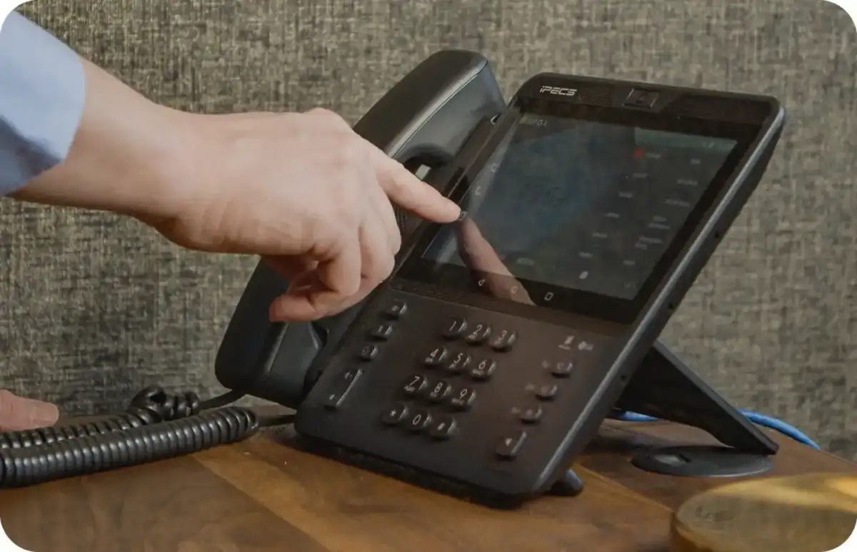 iPECS business handset in use